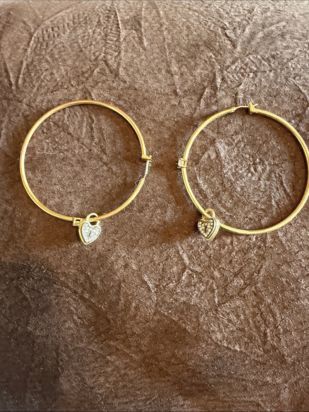 Juicy Couture Gold Hoop Earrings with Pave Heart Charms